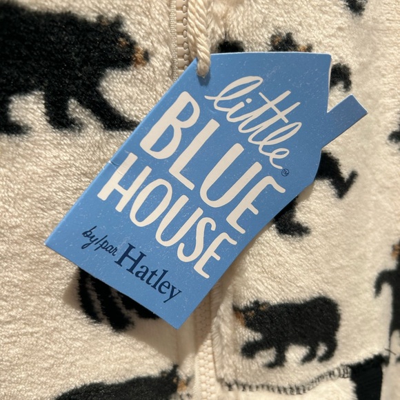 Black bears kids hooded fleece jumpsuit onesie “little blue horse” size 10 new! - Picture 5 of 7